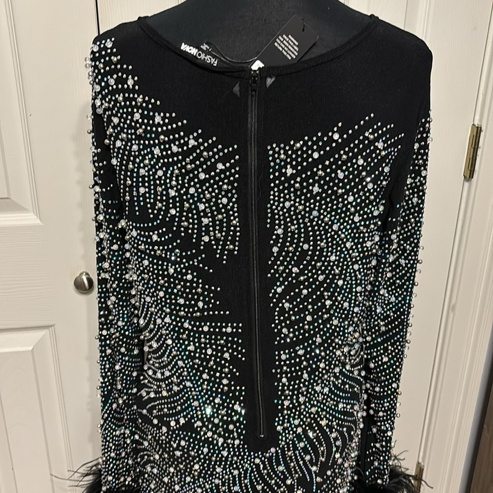 Fashion Nova Black and Silver Embellished Midi Dress - Picture 9 of 15